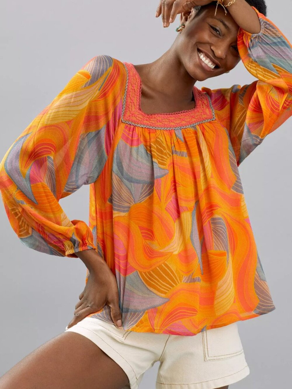 Anthropologie Bl^nk London Tessa Puff Sleeve Blouse s/p